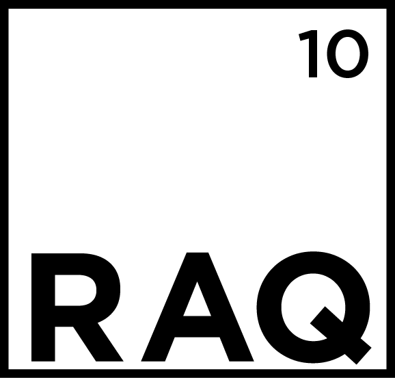 Black RAQ logo celebrating its 10th anniversary